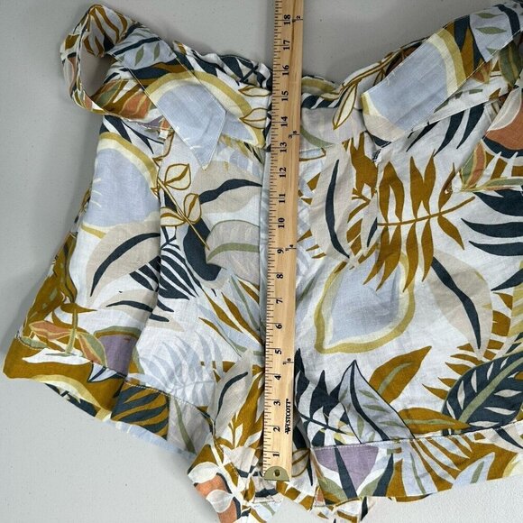 C&C California Shorts Linen Tropical Palm Print Belted XL Paper bag - Picture 11 of 11